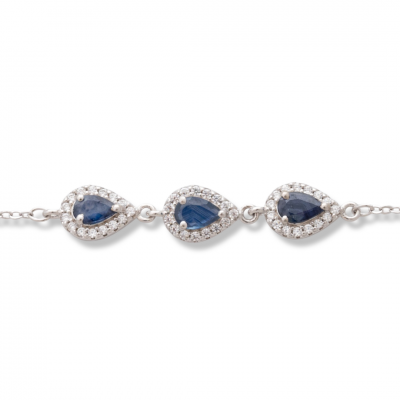 Сребърна гривна - Капка Естествен Сапфир 1,50 ct.